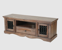 Sweden Solid Wood Two Doors one Drawer TV Cabinet Furniselan - Grey-Finish
