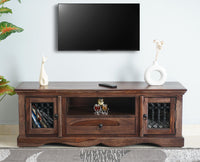 Sweden Solid Wood Two Doors one Drawer TV Cabinet Furniselan - Grey-Finish