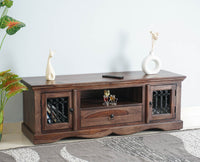 Sweden Solid Wood Two Doors one Drawer TV Cabinet Furniselan - Grey-Finish