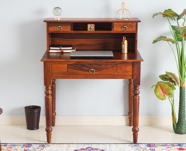 Belgium Solid Wood Study Table Furniselan - Maple-Finish