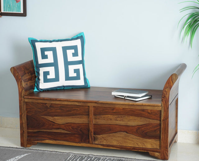 Abu Dhabi Solid Wood Box Storage Bench - Furniselan - Teak-Finish