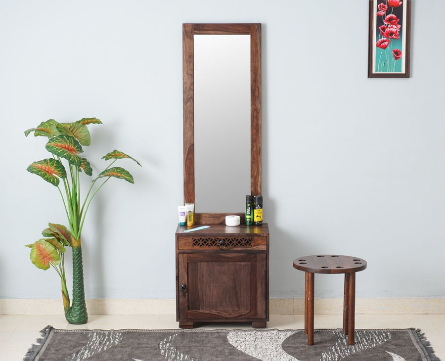 Accra Sheesham Wood Dressing Table - Furniselan-Grey-Finish