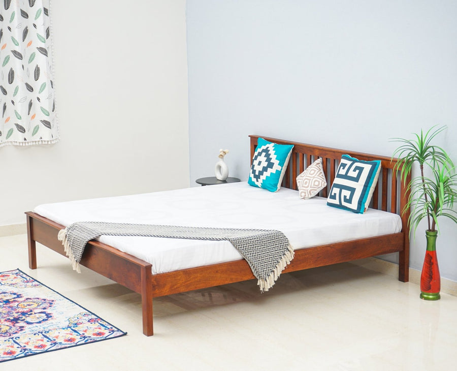 Adelaide Solid Wood King Size Bed - Furniselan-Maple-Finish