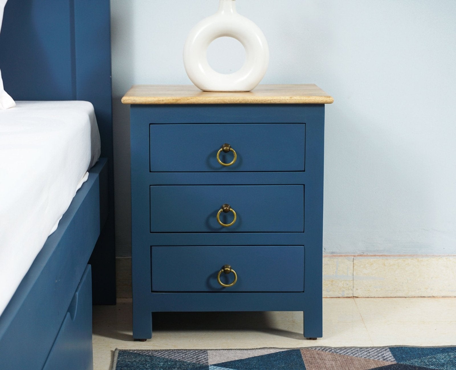 Aleppo Wooden Bedside Table - Furniselan China-Blue