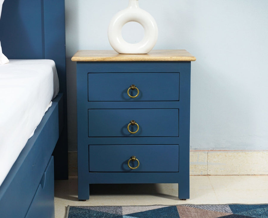 Aleppo Wooden Bedside Table - Furniselan China-Blue