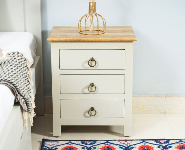 Aleppo Wooden Bedside Table - Furniselan - Frosty White