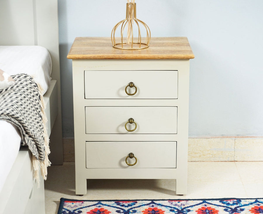 Aleppo Wooden Bedside Table - Furniselan - Frosty White