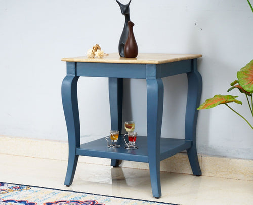 Alexandria Solid Wood End Table - Furniselan China-Blue