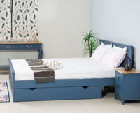 Alexandria Solid Wood King Size Bed with Storage Drawer - Furniselan China-Blue
