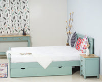 Alexandria Solid Wood King Size Bed with Storage Drawer - Furniselan Silt-Green