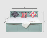 Alexandria Solid Wood King Size Bed with Storage Drawer - Furniselan Silt-Green