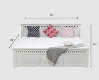 Alexandria Solid Wood King Size Bed with Storage Drawer - Furniselan Milky-White