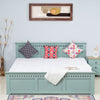 Alexandria Solid Wood King Size Bed with Storage Drawer - Furniselan Silt-Green