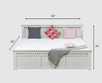 Alexandria Solid Wood Queen Size Bed with Storage Drawer - Furniselan Milky-White