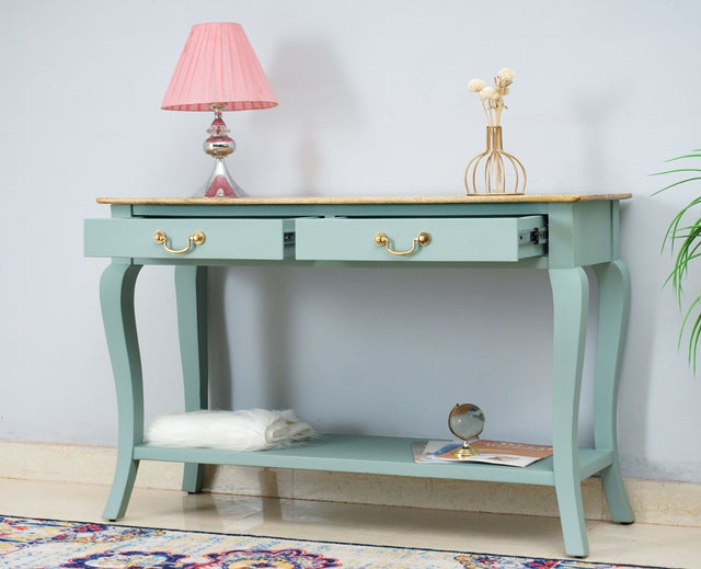 Alexandria Wooden Console Table Two Drawer - Console Table - Furniselan Silt-Green