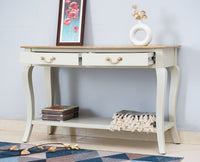 Alexandria Wooden Console Table Two Drawer - Console Table - Furniselan Milky-White