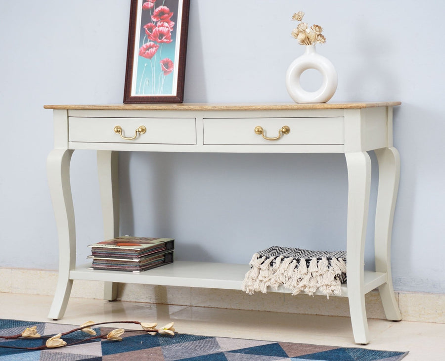 Alexandria Wooden Console Table Two Drawer - Console Table - Furniselan - Frosty White