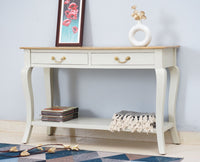 Alexandria Wooden Console Table Two Drawer - Console Table - Furniselan Milky-White