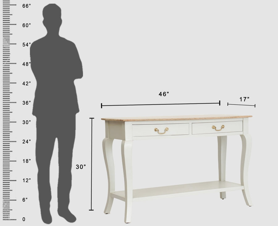 Alexandria Wooden Console Table Two Drawer - Console Table - Furniselan - Frosty White