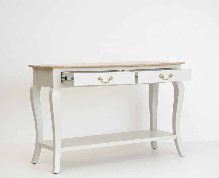 Alexandria Wooden Console Table Two Drawer - Console Table - Furniselan - Frosty White