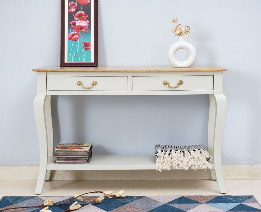 Alexandria Wooden Console Table Two Drawer - Console Table - Furniselan - Frosty White