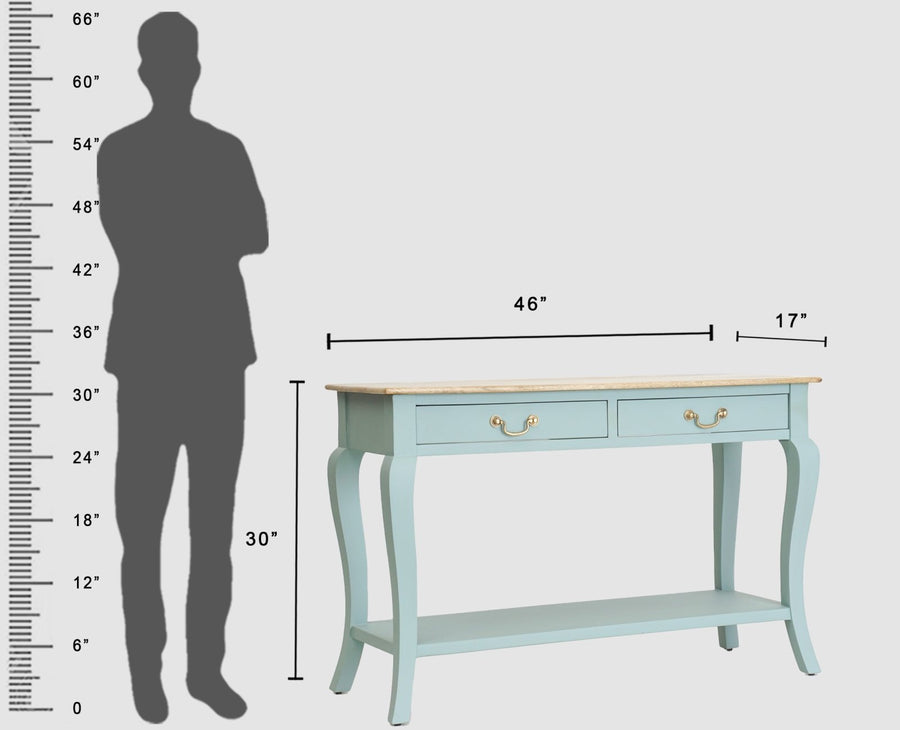 Alexandria Wooden Console Table Two Drawer - Console Table - Furniselan Silt-Green