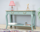 Alexandria Wooden Console Table Two Drawer - Console Table - Furniselan Silt-Green