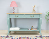 Alexandria Wooden Console Table Two Drawer - Console Table - Furniselan Silt-Green