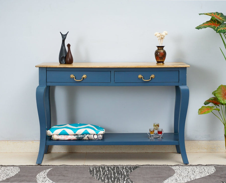 Alexandria Wooden Console Table Two Drawer - Console Table - Furniselan China-Blue