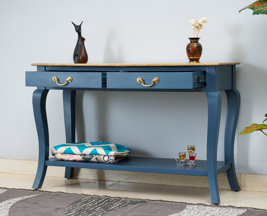 Alexandria Wooden Console Table Two Drawer - Console Table - Furniselan China-Blue