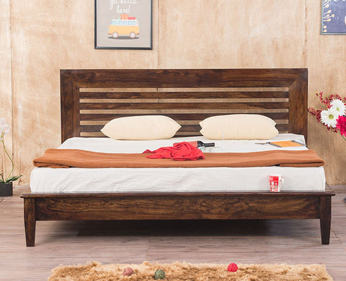 Amravati Sheesham Wood Queen Size Bed - Queen Size Bed - Furniselan