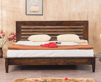 Amravati Sheesham Wood Queen Size Bed - Queen Size Bed - Furniselan - Teak-Finish
