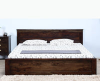 Amsterdam Sheesham Wood King Size Bed with Storage Trolley - King Size Bed - Furniselan-Grey-Finish