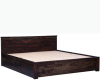 Amsterdam Sheesham Wood Queen Size Bed with Storage Trolley - Queen Size Bed - Furniselan-Grey-Finish
