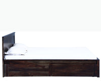Amsterdam Sheesham Wood Queen Size Bed with Storage Trolley - Queen Size Bed - Furniselan-Grey-Finish