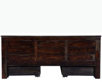 Amsterdam Sheesham Wood Queen Size Bed with Storage Trolley - Queen Size Bed - Furniselan-Grey-Finish
