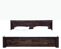 Amsterdam Sheesham Wood Queen Size Bed with Storage Trolley - Queen Size Bed - Furniselan-Grey-Finish