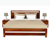 Ansan Sheesham Wood King Size Bed - King Size Bed - Furniselan-Maple-Finish