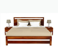 Ansan Sheesham Wood Queen Size Bed - Queen Size Bed - Furniselan-Maple-Finish