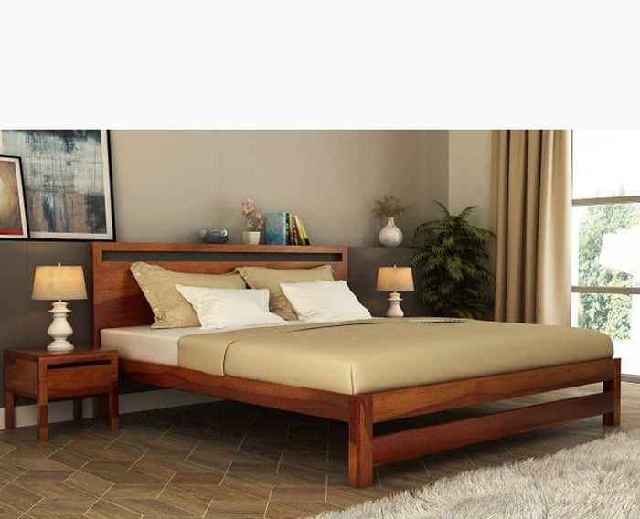 Ansan Sheesham Wood Queen Size Bed - Queen Size Bed - Furniselan