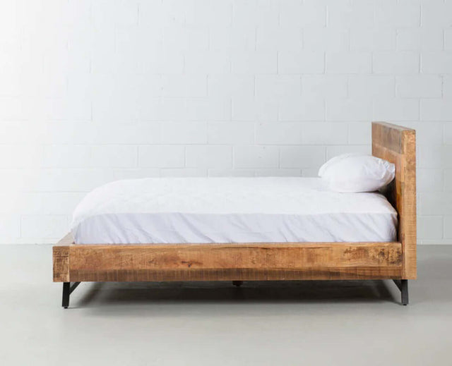 Argentina King Size Solid Wood Bed - King Size Bed - Furniselan-Natural-Rough-Finish