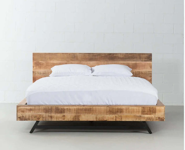 Argentina King Size Solid Wood Bed - King Size Bed - Furniselan-Natural-Rough-Finish
