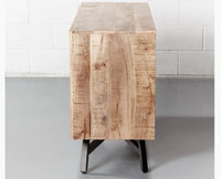Argentina Solid Wood Three Drawer Two Door Sideboard - Bedside Table - Furniselan - Natural-Rough-Finish