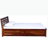 Asansol Sheesham Wood King Size Storage Bed - King Size Bed - Furniselan-Maple-Finish