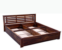 Asansol Sheesham Wood King Size Storage Bed - King Size Bed - Furniselan-Teak-Finish