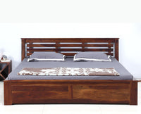 Asansol Sheesham Wood King Size Storage Bed - King Size Bed - Furniselan-Teak-Finish
