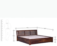 Asansol Sheesham Wood King Size Storage Bed - King Size Bed - Furniselan-Teak-Finish