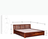 Asansol Sheesham Wood King Size Storage Bed - King Size Bed - Furniselan-Maple-Finish