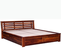Asansol Sheesham Wood King Size Storage Bed - King Size Bed - Furniselan-Maple-Finish