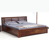 Asansol Sheesham Wood Queen Size Storage Bed - Queen Size Bed - Furniselan-Teak-Finish